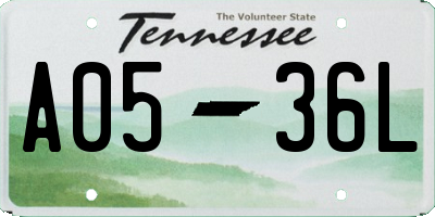 TN license plate A0536L
