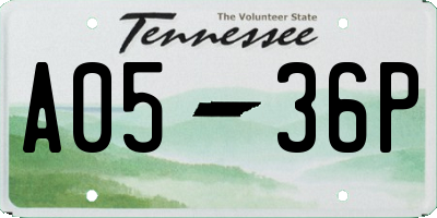 TN license plate A0536P