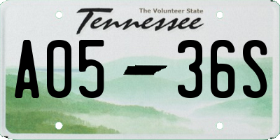 TN license plate A0536S