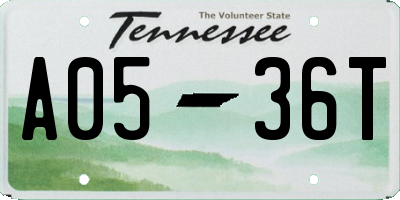 TN license plate A0536T