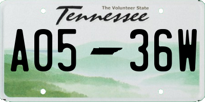 TN license plate A0536W