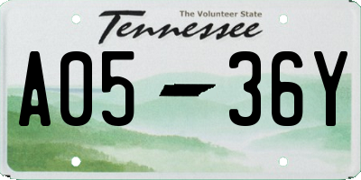 TN license plate A0536Y