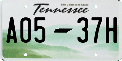 TN license plate A0537H