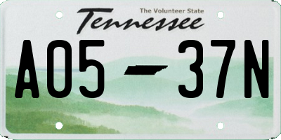 TN license plate A0537N