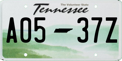 TN license plate A0537Z