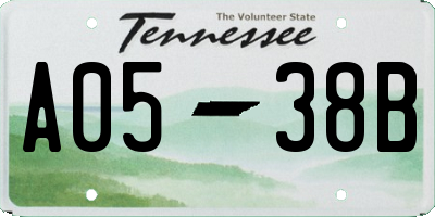 TN license plate A0538B