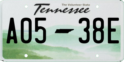 TN license plate A0538E