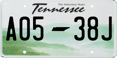 TN license plate A0538J