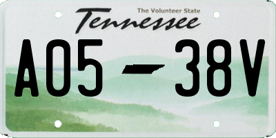 TN license plate A0538V