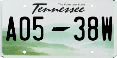 TN license plate A0538W