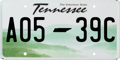 TN license plate A0539C