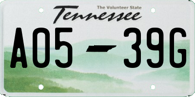 TN license plate A0539G