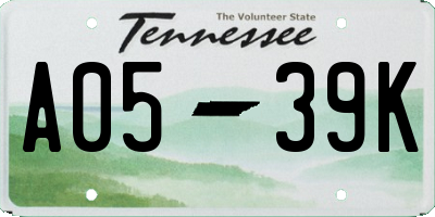 TN license plate A0539K