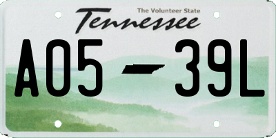 TN license plate A0539L