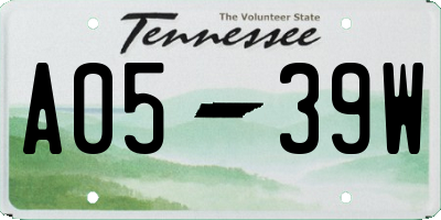 TN license plate A0539W