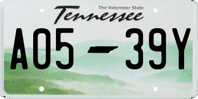 TN license plate A0539Y