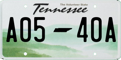 TN license plate A0540A