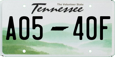 TN license plate A0540F