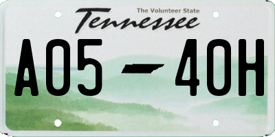 TN license plate A0540H