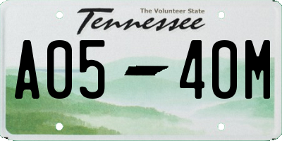 TN license plate A0540M