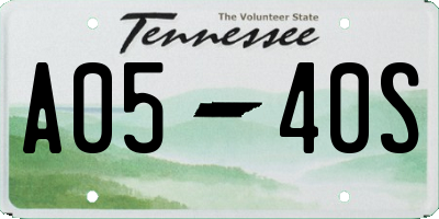 TN license plate A0540S