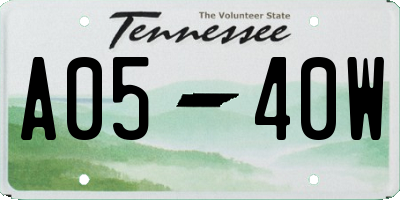 TN license plate A0540W