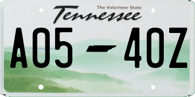 TN license plate A0540Z