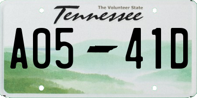 TN license plate A0541D