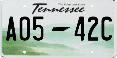 TN license plate A0542C