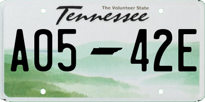 TN license plate A0542E