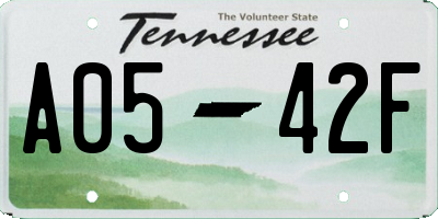 TN license plate A0542F