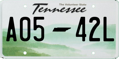 TN license plate A0542L