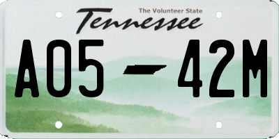 TN license plate A0542M