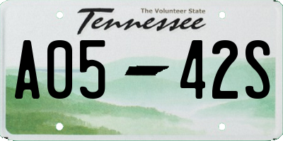 TN license plate A0542S