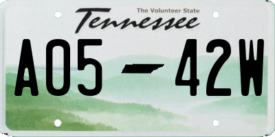 TN license plate A0542W