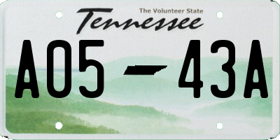 TN license plate A0543A