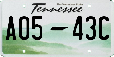 TN license plate A0543C