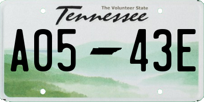 TN license plate A0543E