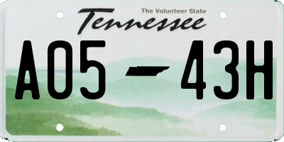 TN license plate A0543H