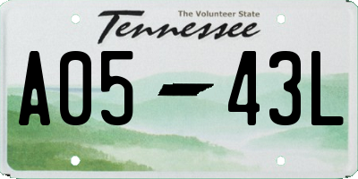 TN license plate A0543L