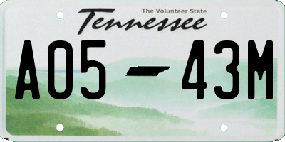 TN license plate A0543M