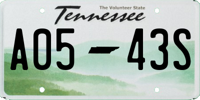 TN license plate A0543S