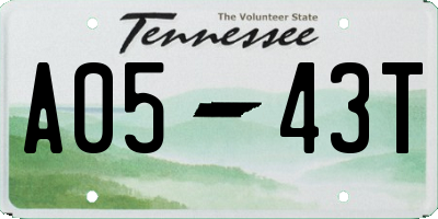 TN license plate A0543T