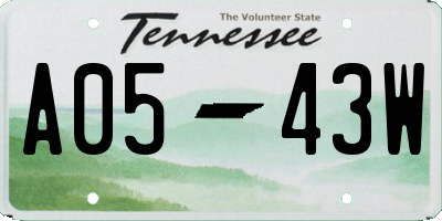 TN license plate A0543W