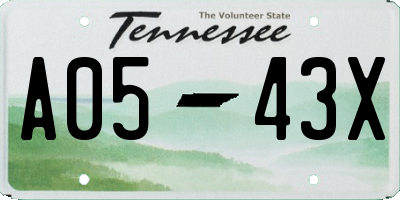 TN license plate A0543X
