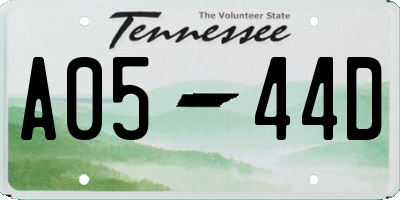 TN license plate A0544D