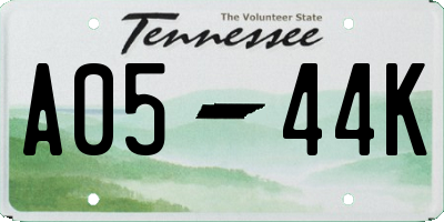 TN license plate A0544K