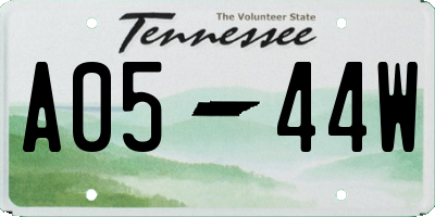 TN license plate A0544W