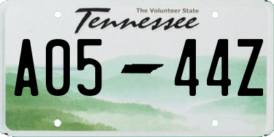 TN license plate A0544Z