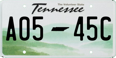 TN license plate A0545C